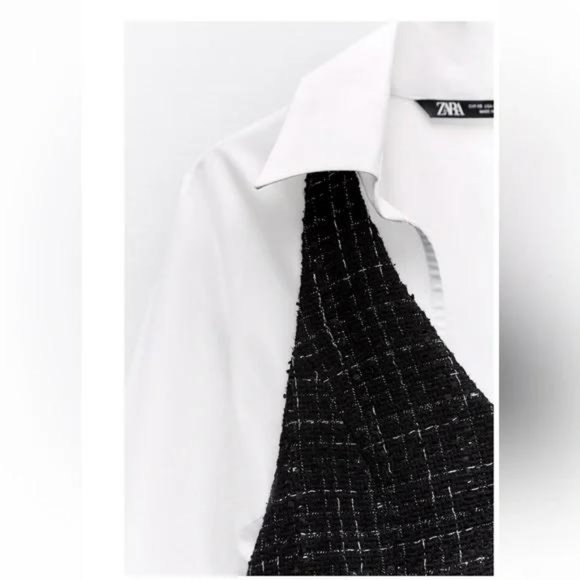 ZARA CONTRASTING STRUCTURED PINAFORE PLAID DRESS - Picture 4 of 4